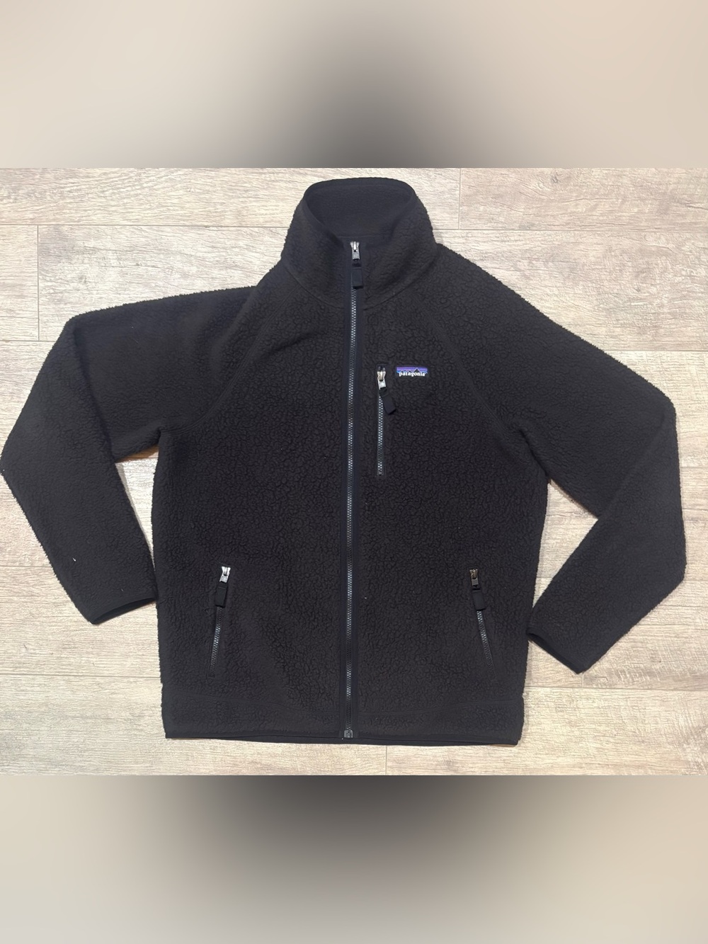Patagonia Retro Pile Fleece Jacket Mens Large Black Full Zip